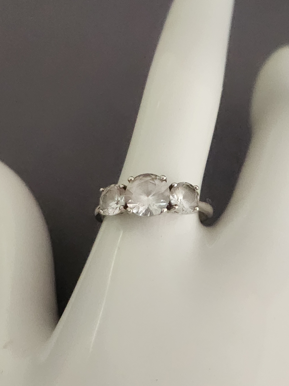 Three-Stone White CZ Ring in Sterling Silver